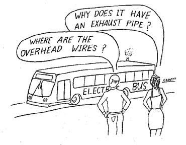 Cartoon about hybrid buses